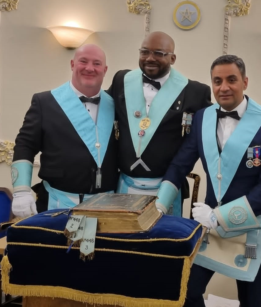 Junior Warden with Worshipful Master and Senior Warden